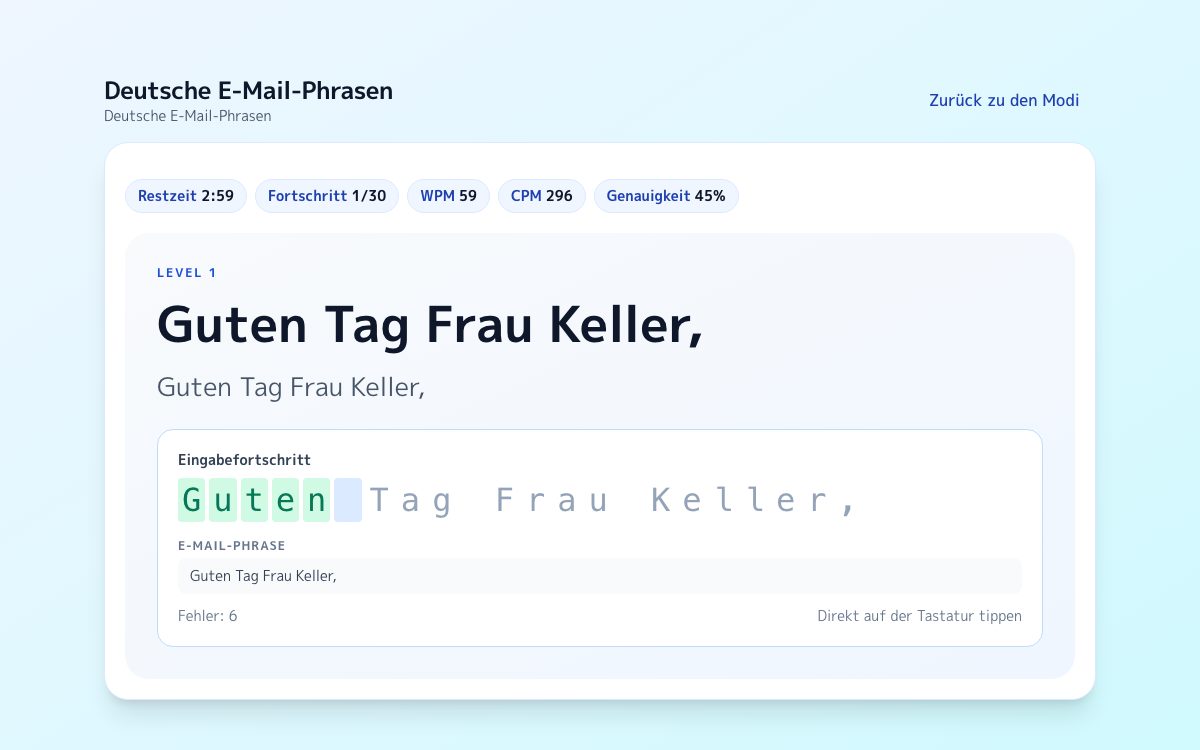 Screenshot von Deutsche E-Mail-Phrasen