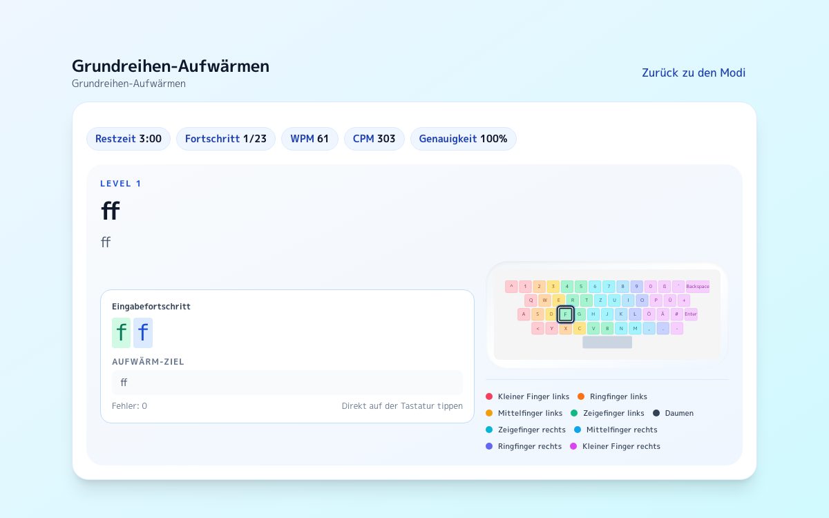 Screenshot von Grundreihen-Aufwärmen