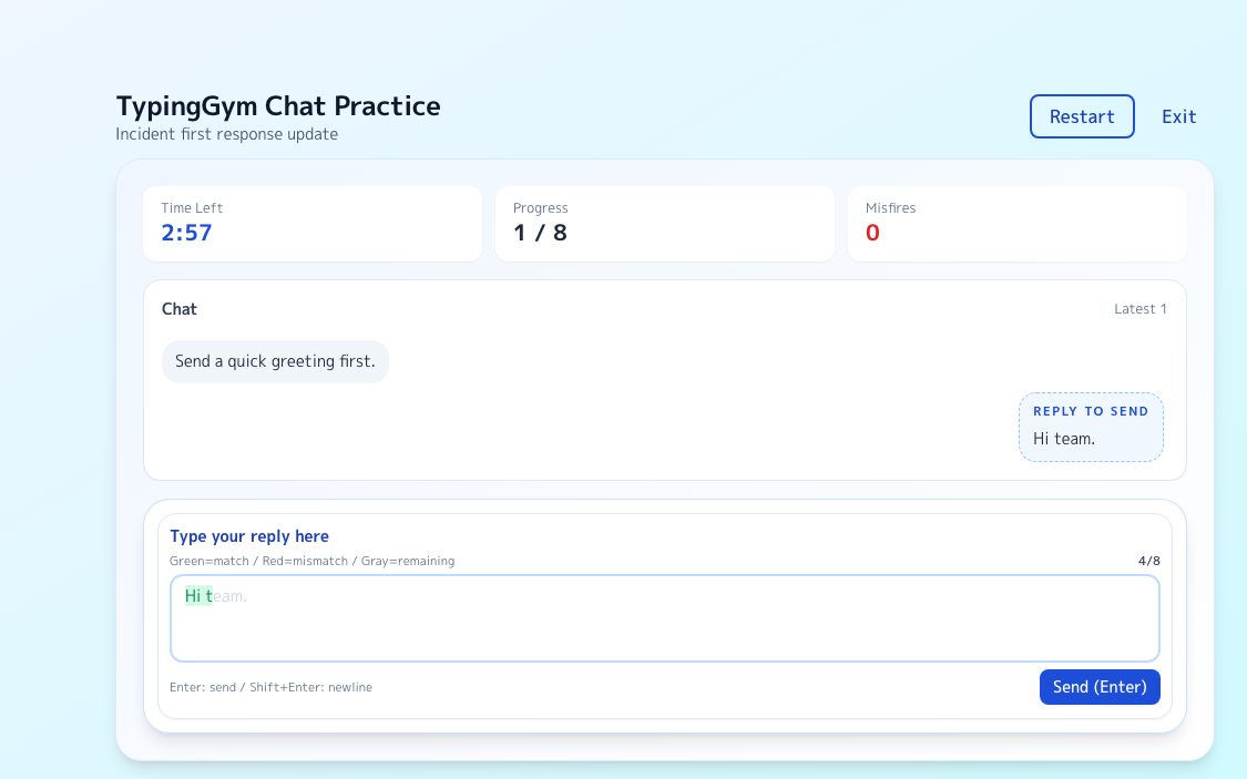 Screenshot of Business Chat Practice