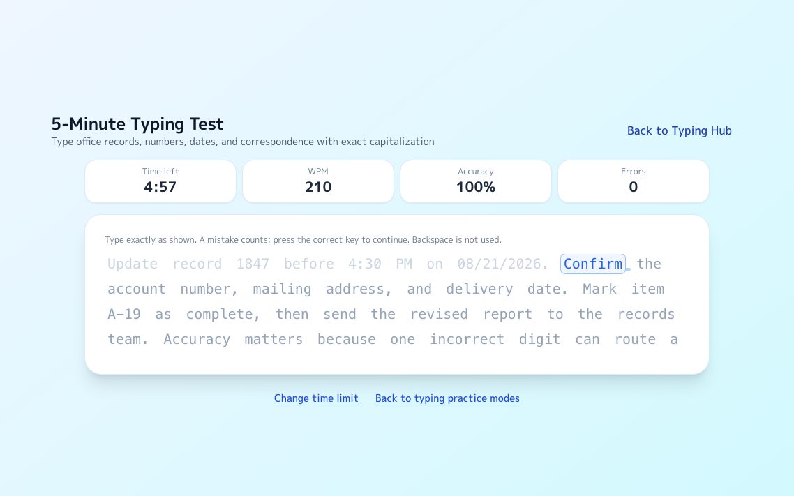 Screenshot of 5-Minute Typing Test