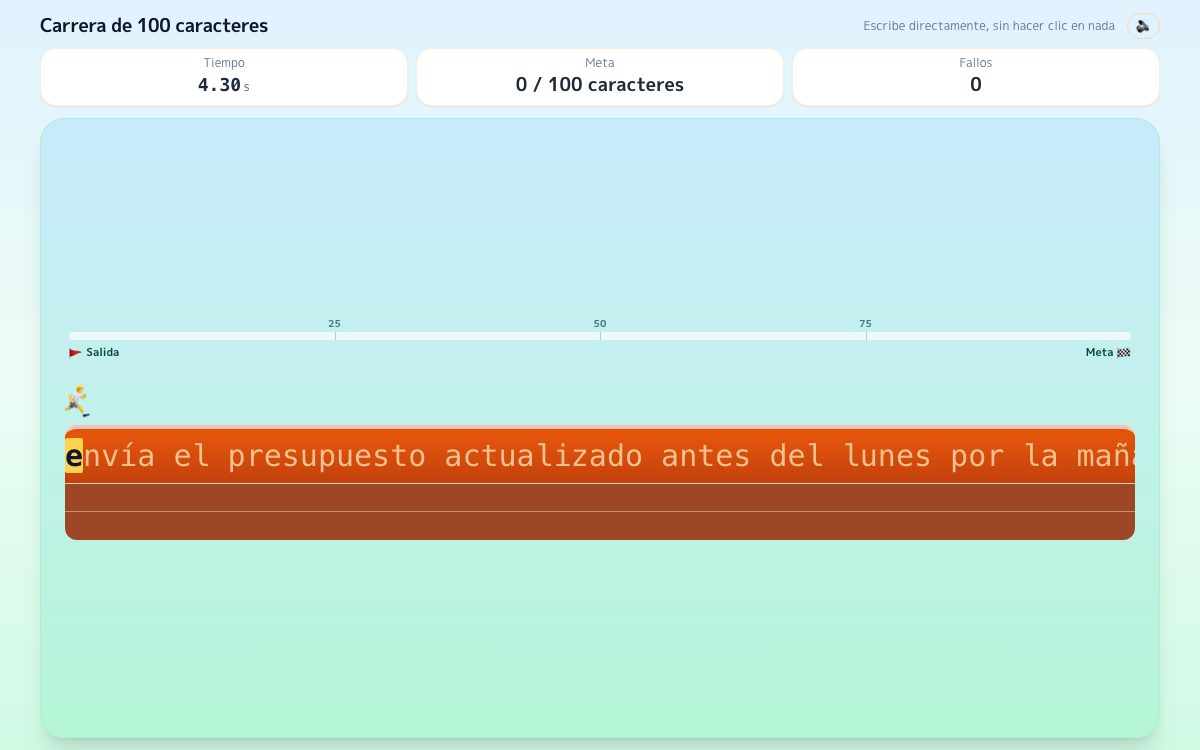 Captura de Carrera de 100 caracteres