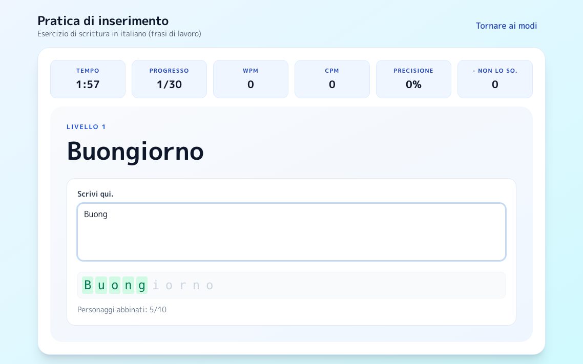 Schermata di Esercizio di scrittura da telefono