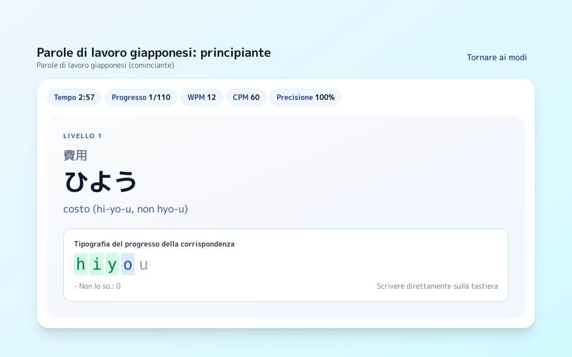 Schermata di Parole di lavoro giapponesi: principiante