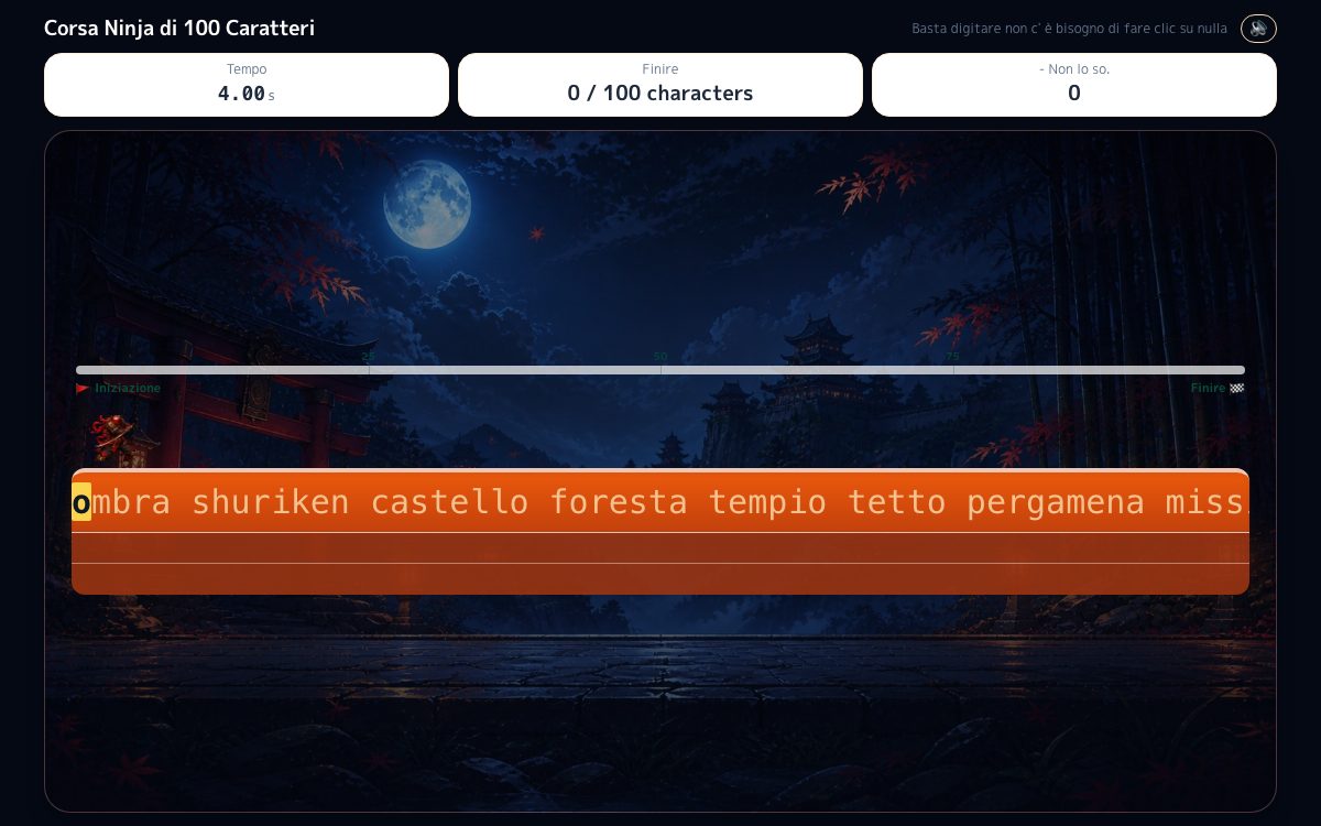 Schermata di Corsa Ninja di 100 Caratteri