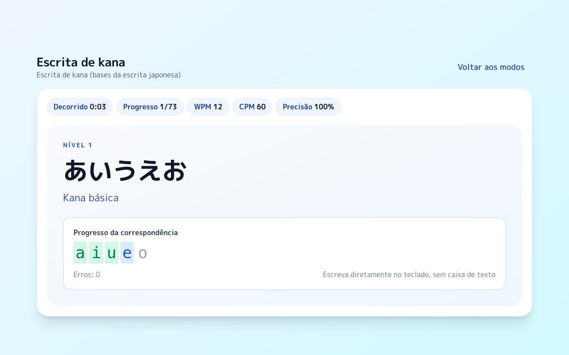 Captura de ecrã de Escrita de kana