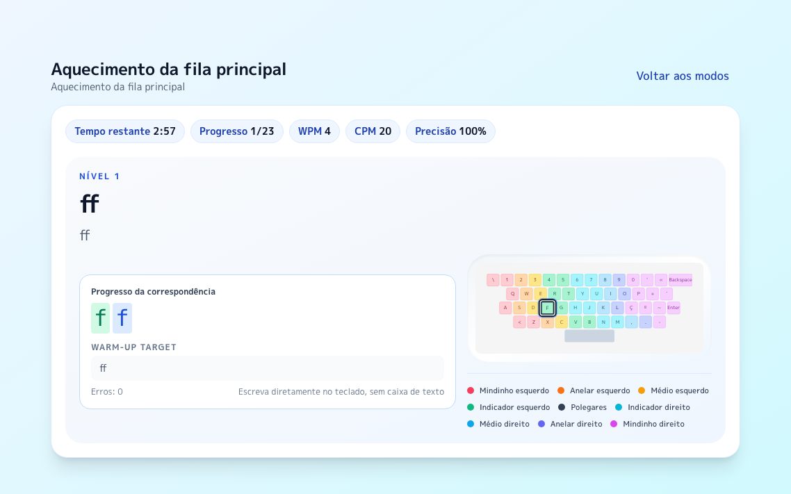 Captura de ecrã de Aquecimento da fila principal