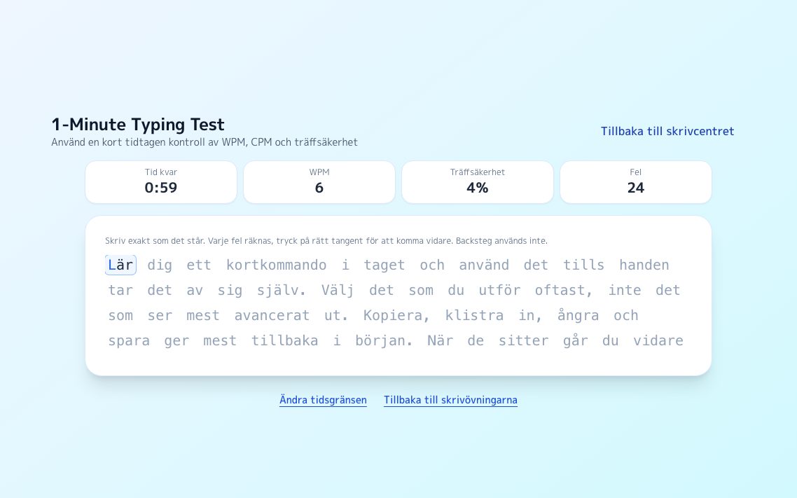 Skärmbild av Skrivtest på 1 minut