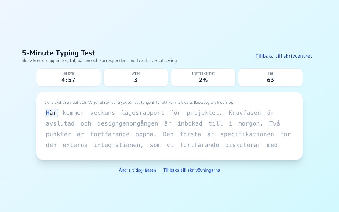 Skärmbild av Skrivtest på 5 minuter